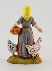 Kerststal Figuur Boerin en haar Kippen - 6cm