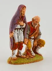 Kerststal Beeld Bejaarde Bedelaars - 6cm