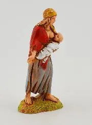 Kerststal Beeld Vrouw die Borstvoeding Geeft - 6cm