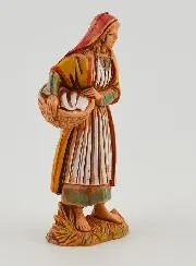 Kerststal Figuur Vrouw met Wasmand – 6cm