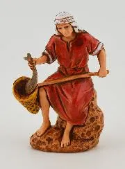Kerststal Beeld Visser met Schepnet - 6cm