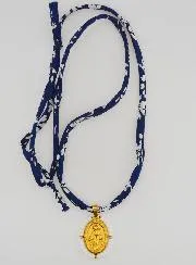 Wonderdadige Medaille met Kralen - Blauw Liberty Koord