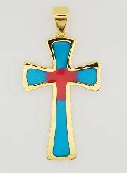 Hanger Kruis 4cm - Blauw en Rood
