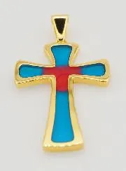 Hanger Kruis 4cm - Blauw en Rood