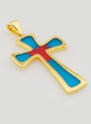 Hanger Kruis 4cm - Blauw en Rood