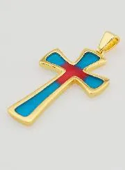 Hanger Kruis 4cm - Blauw en Rood