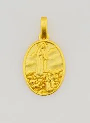 Medaille van OLV van Fatima van 18 Karaats Verguld Zilver - 15mm