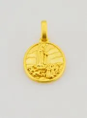Medaille van OLV van Fatima van 18 Karaats Verguld Zilver - 15mm