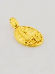 Medaille van OLV van Fatima van 18 Karaats Verguld Zilver - 15mm