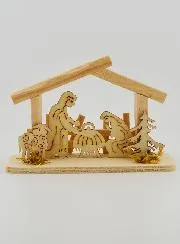 Kerststal van Natuurlijk Hout - 10cm