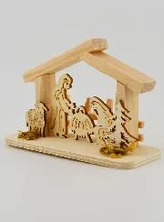 Kerststal van Natuurlijk Hout - 10cm