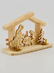 Kerststal van Natuurlijk Hout - 10cm