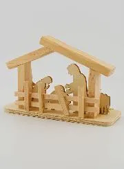 Kerststal van Natuurlijk Hout - 10cm