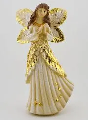 Goudkleurige Biddende Engel met Glitter - 20cm