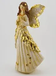 Goudkleurige Biddende Engel met Glitter - 20cm
