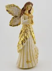 Goudkleurige Biddende Engel met Glitter - 20cm