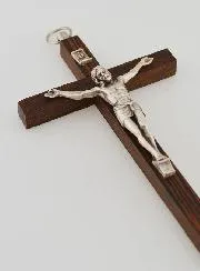 Kruis Hout van Christus en Metaal Zilverkleurig