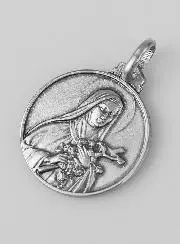Zilveren Heilige Theresia Medaille Massief Zilver - 18 mm