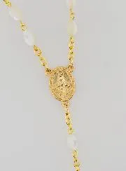 Rozenkrans Parelmoer Langwerpige Parel - Goudkleurige Ketting