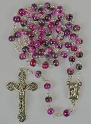 Rozenkrans Lourdes met Water uit Lourdes - Roze Parelmoer