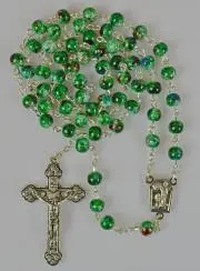 Rozenkrans Lourdes met Lourdeswater - Parelmoer Groen