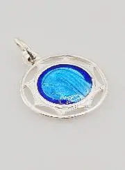 Medaille Heilige Maagd Maria - Zilver en Emaille Blauw - 18mm