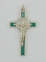 Kruisje Benedictus Kruishanger - Groen - 5 cm