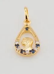 Hanger Druppel Maria - Strass Diamant Saffier Verguld