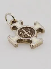 Hanger Kruis Heilige Benedictus Metaal - Wit - 2cm