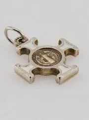 Hanger Kruis Heilige Benedictus Metaal - Wit - 2cm