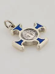 Kruis Heilige Benedictus Metaal - Blauw - 2cm