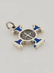 Kruis Heilige Benedictus Metaal - Blauw - 2cm