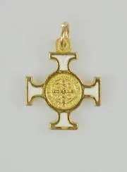 Kruis Hanger Benedictus Goudkleurig - Wit - 2cm