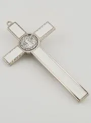 Kruisbeeld Kruis Heilige Benedictus - Metaal Wit