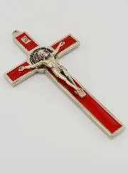 Kruisbeeld Kruis Benedictus - Metaal Rood