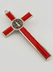 Kruisbeeld Kruis Benedictus - Metaal Rood