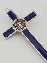 Benedictus Kruis 20cm - Blauw Metaal