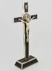 Kruis Benedictus op Voet - 20 cm - Metaal Bruin
