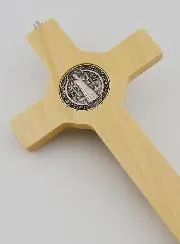 Kruisbeeld Kruis Heilige Benedictus van Lichtbruin Hout - 21 cm