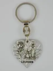 Religieuze Sleutelhanger Hart Onze Lieve Vrouwe van Lourdes - 4cm