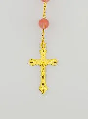 Rozenkrans Trendy Halfedelsteen Rozenkwarts op Vergulde Ketting