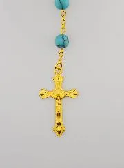 Rozenkrans Turquoise en Vergulde Ketting