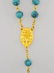 Rozenkrans Turquoise en Vergulde Ketting